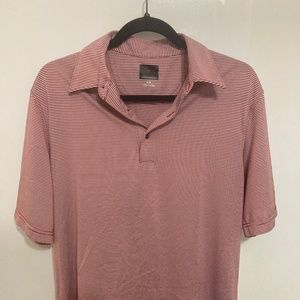 Greg Norman red and white stripes active polo